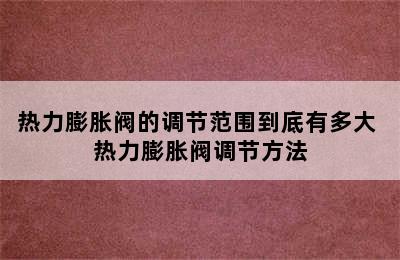 热力膨胀阀的调节范围到底有多大 热力膨胀阀调节方法